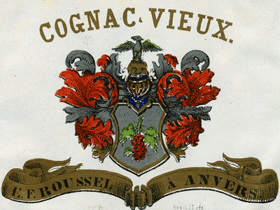 E. E. Roussel and A. Anvers Cognac label.