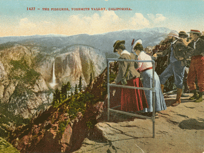 Postcard view of Glacier Point, Yosemite, circa 1915. From the Woodward collection.