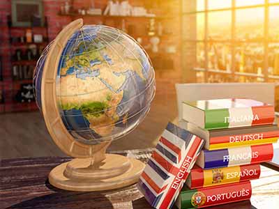 Globe and books